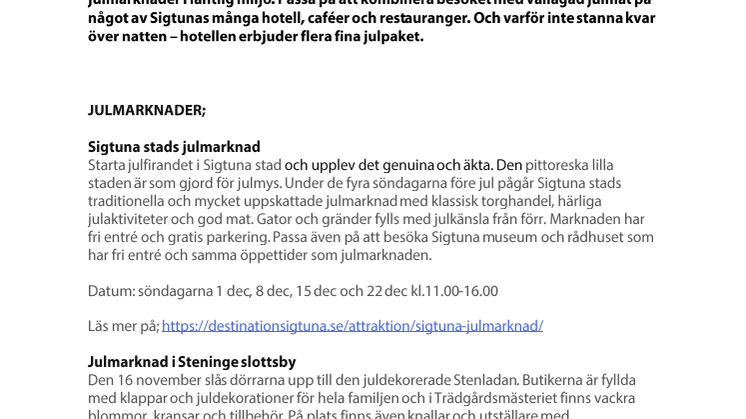 Stämningsfull jul i Sigtuna 