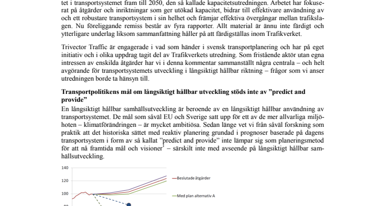 Trivector Traffics Remissvar kapacitetsutredningen