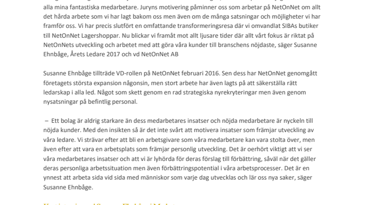 Årets Ledare 2017 finns hos NetOnNet