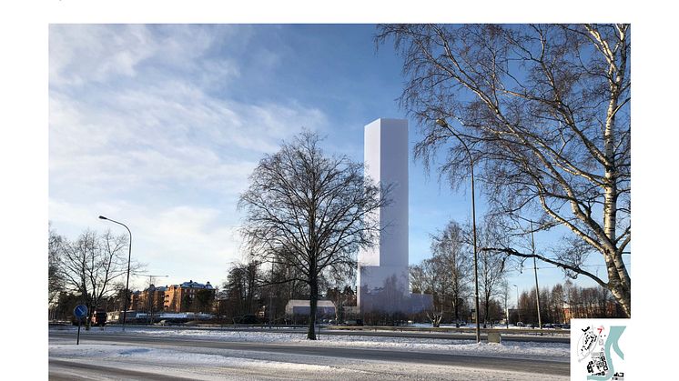 Bildmontage av vy över höghuset från E18