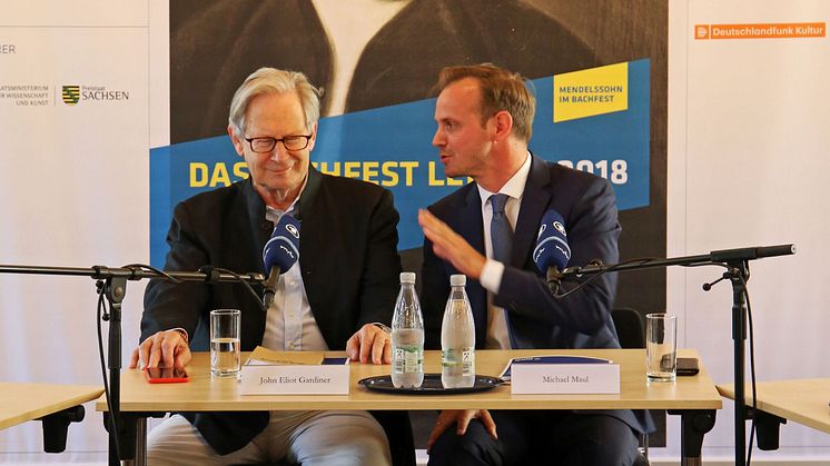Bachfest Leipzig 2018 - Sir John Eliot Gardiner und Dr. Michael Maul bei der Diskussion