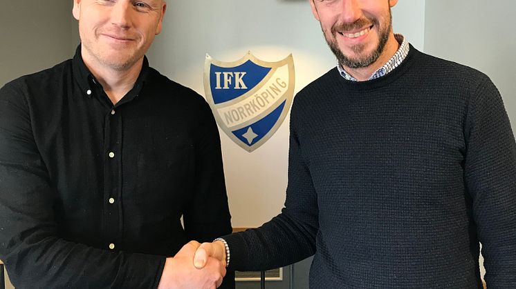 Daniel Johansson, sponsorchef på Stadium och Mikael Palmqvist, Strategiskt Partneransvarig för IFK Norrköping.