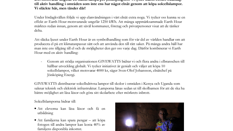 Jönköpingsborna släckte en lampa var