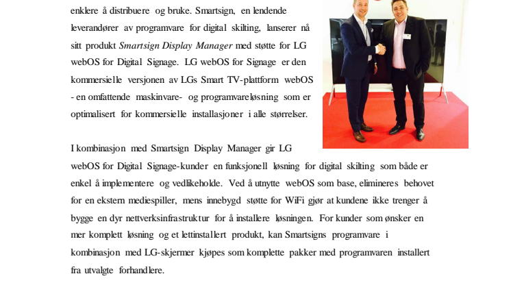 SMARTSIGN LANSERER DIGITAL SKILTLØSNING FOR LG WEBOS-PLATTFORM