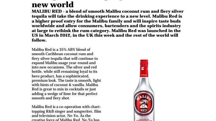 MALIBU RED - Malibu with tequila is taking the drinking experience to a new world