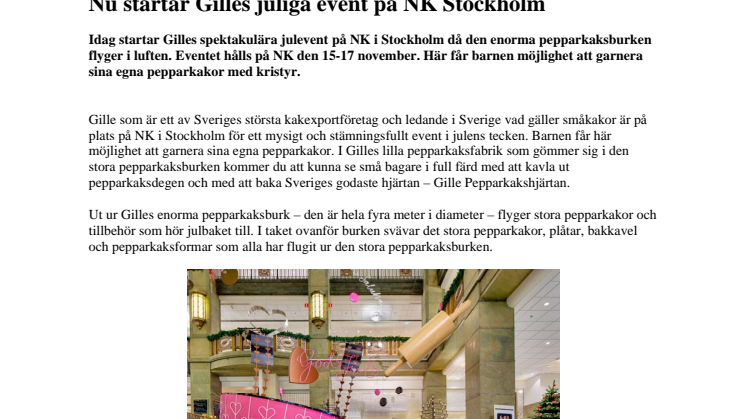 Nu startar Gilles juliga event på NK Stockholm