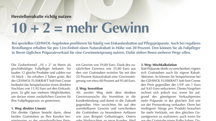 Herstellerrabatte richtig nutzen: 10 + 2 = mehr Gewinn