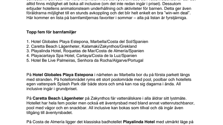 Tips på sommarens bästa familjehotell