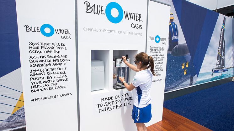 Serving purified chilled still and fizzy water, the Bluewater Oasis in the America's Cup Village on Bermuda helped visitors avoid using 250,000 disposable plastic water bottles (500 ml).