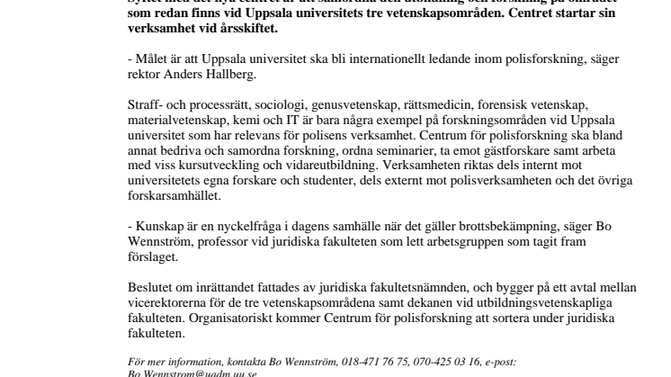 Nytt centrum för polisforskning inrättas