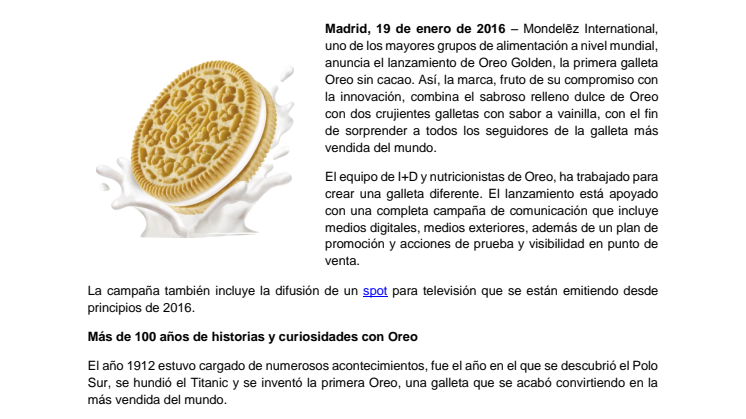 Oreo Golden, la primera galleta de Oreo sin cacao