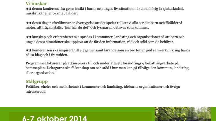 Nationell konferens om barn som anhöriga, en bro för gemensamt lärande och samverkan