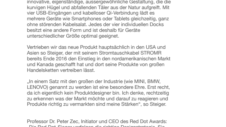 Ausgezeichnet: ROCKY Ladestation für Smartphones und Tablets erhält Red Dot für hohe Designqualität