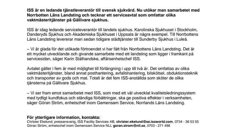 ISS utökar samarbetet med Norrbottens Läns Landsting
