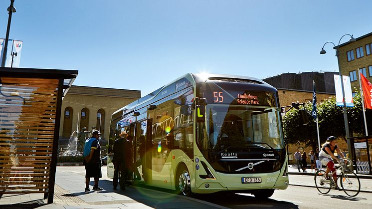 En av de helelektriska bussarna som går i linjetrafik i centrala Göteborg sedan några år tillbaka. 