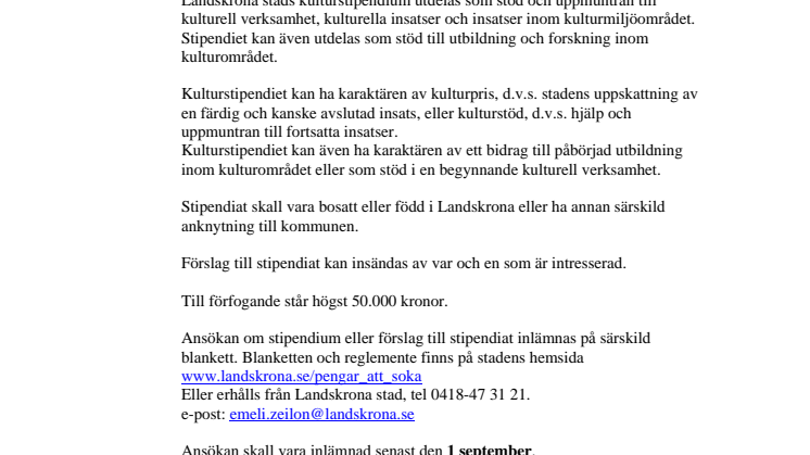 Landskrona stads kulturstipendium