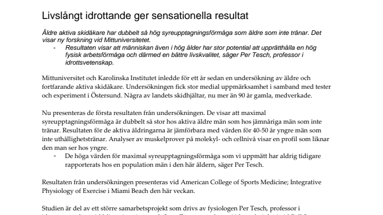 Livslångt idrottande ger sensationella resultat
