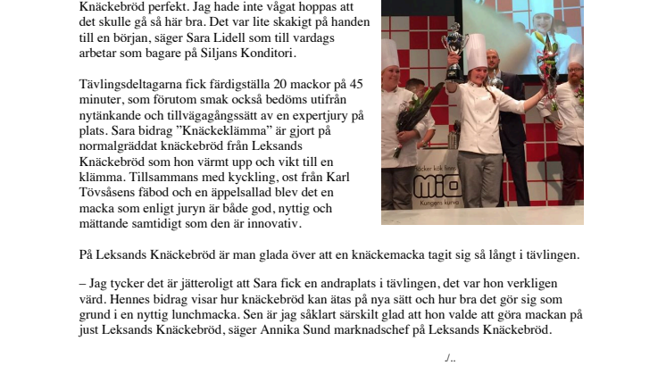 Sara Lidells Knäckeklämma tvåa i årets Mack-SM