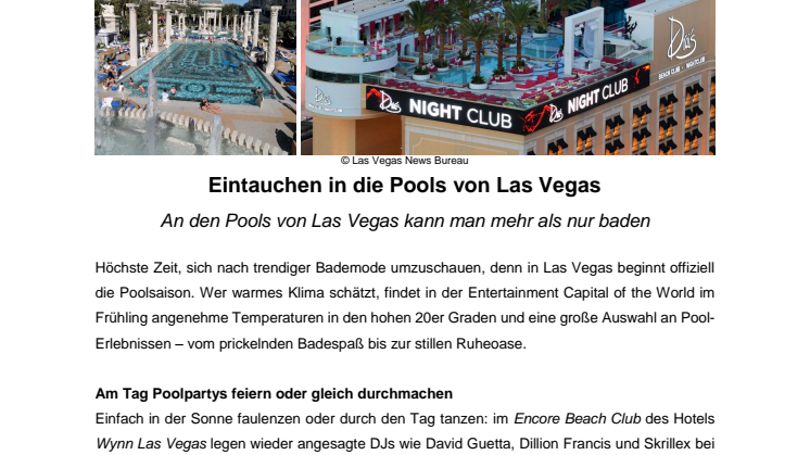 Eintauchen in die Pools von Las Vegas