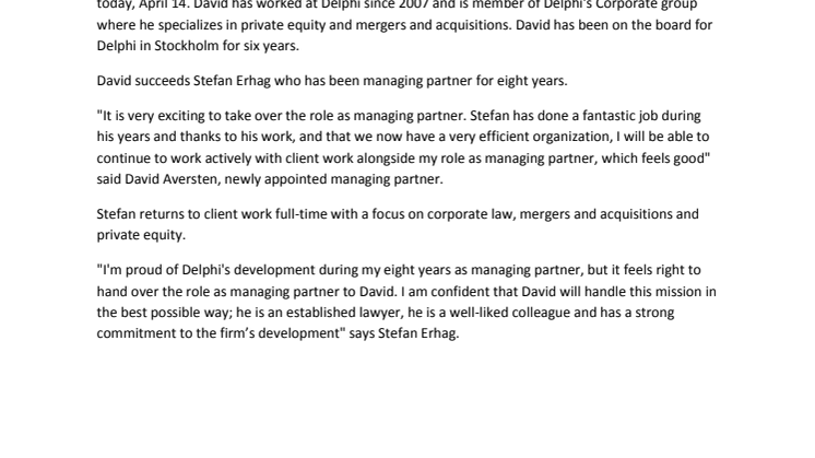 David Aversten new managing partner at Delphi
