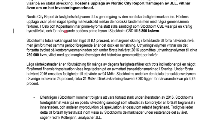 Hyresnivåer i Stockholm CBD tangerar rekordnivåer innan IT-kraschen 