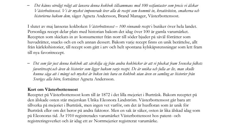 Västerbottensost – 100 vinnande recept!  