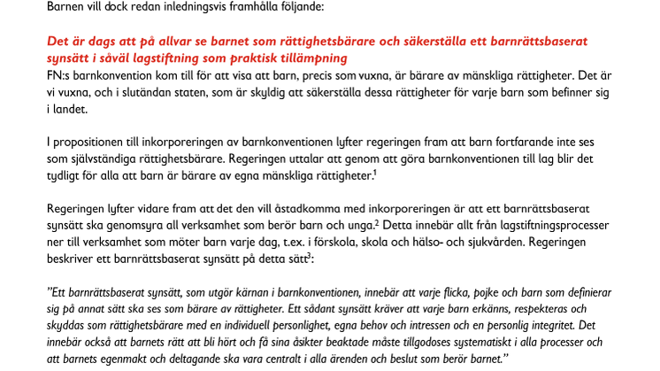 Remissvar - Lex Lilla Hjärtat
