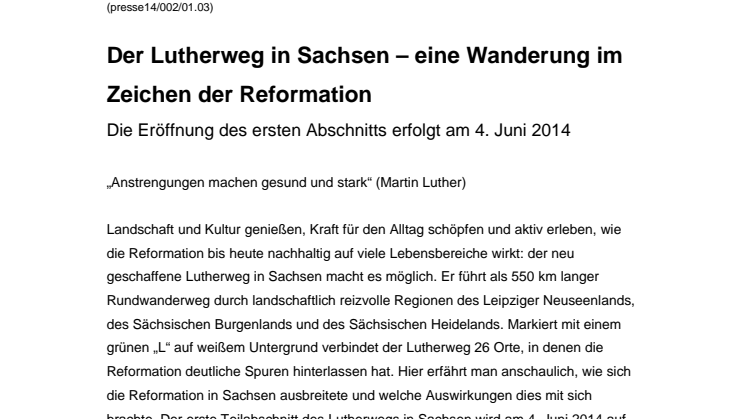 Der Lutherweg in Sachsen – eine Wanderung im Zeichen der Reformation
