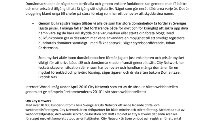 Ledande .SE registrar tar ytterligare steg mot prispress och enkelhet för sina kunder