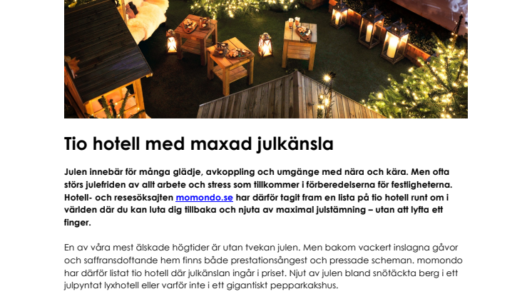Tio hotell med maxad julkänsla