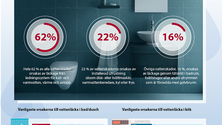 Vattenskaderapporten sammanfattar 22 246 vattenskador: Ledningar och diskmaskiner är största bovarna