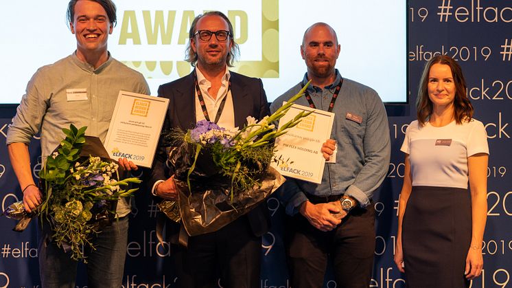 Från vänster: David Gustavsson - LED System, Jonas Olsson, Tobias Hallander och Ulrica Aune - PM Flex