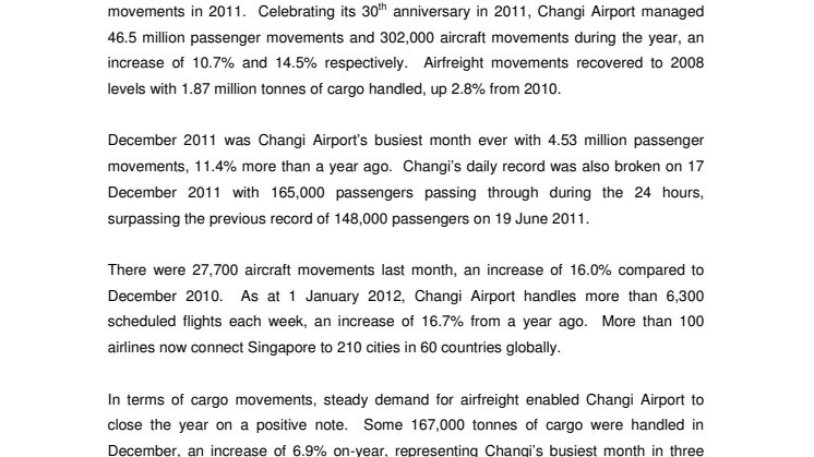 Another record breaking year for Changi Airport