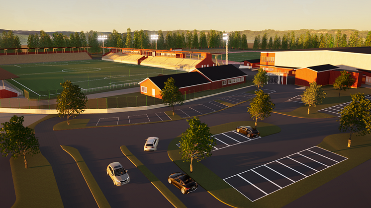Visionsskiss över hur utvecklingen av LF Arena kan komma att se ut. Visionsskiss: Tengbom