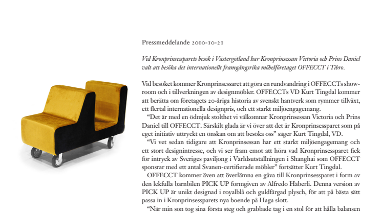 Kronprinsessparet besöker OFFECCT i Tibro