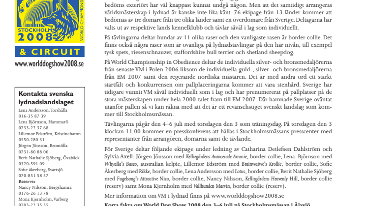 Världens lydigaste hundar tävlar i Stockholm
