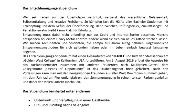 Das Entschleunigungs-Stipendium