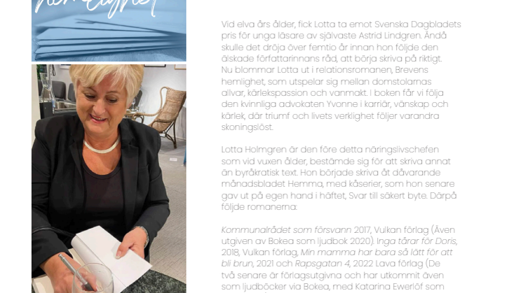 Pressmeddelande Brevens hemlighet av Lotta Holmgren