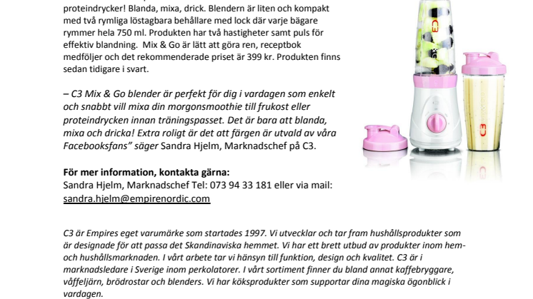 Populär On-The-Go blender i ny färg - utvald av Facebookfans!