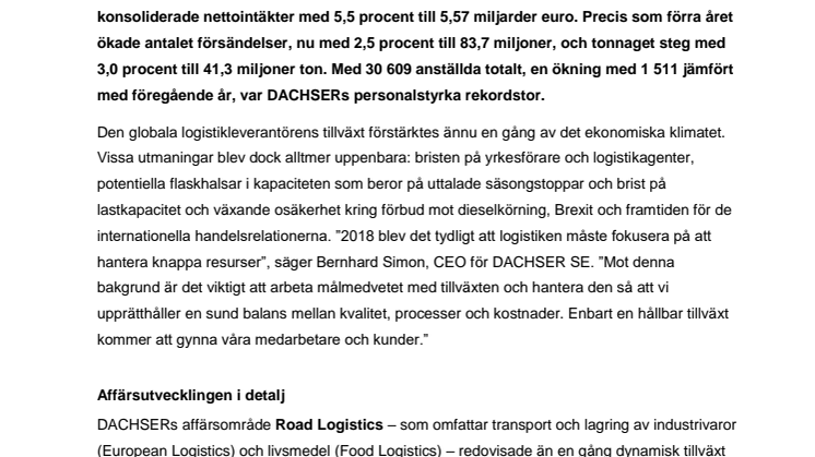 Dachser eftersträvar hållbar tillväxt