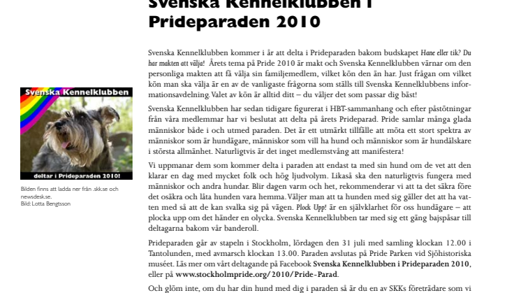 Svenska Kennelklubben i Prideparaden 2010