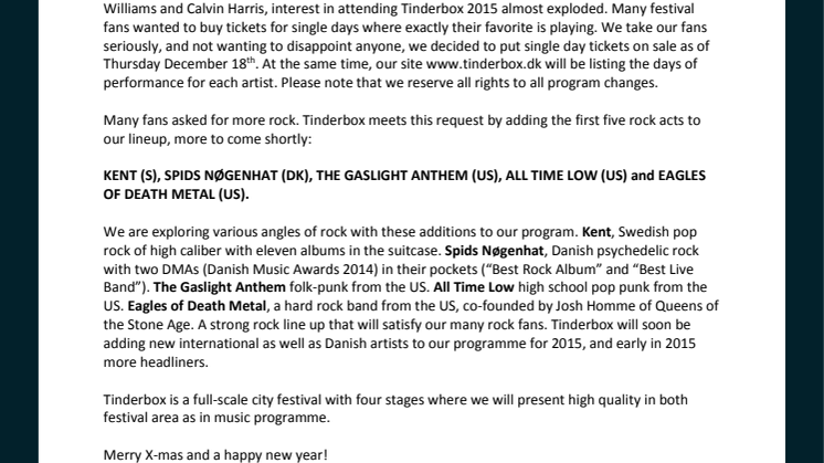 TINDERBOX adding rock to line up
