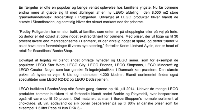 Scandlines frister med LEGO® produkter til BorderShop-priser i sommerferien