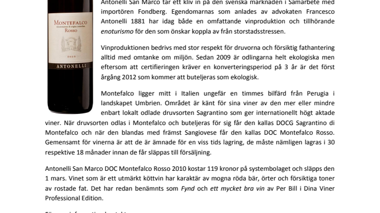 Antonelli San Marco Montefalco på Systembolaget