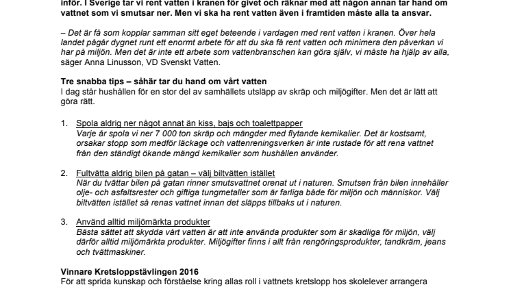 Rent vatten i Sverige inte en självklarhet. 3 tips som alla kan göra 