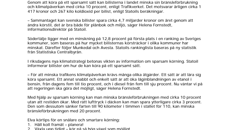 Svenskarna körde mindre bil under 2009