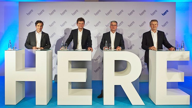 Sean Fernbeck, President HERE; Klaus Fröhlich, BMW AG; Rupert Stadler, AUDI AG; Thomas Weber, Daimler AG