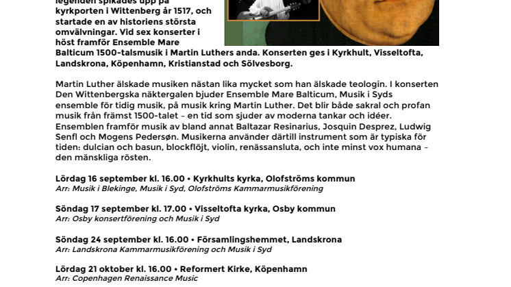   Den Wittenbergska näktergalen  – musik kring Martin Luther