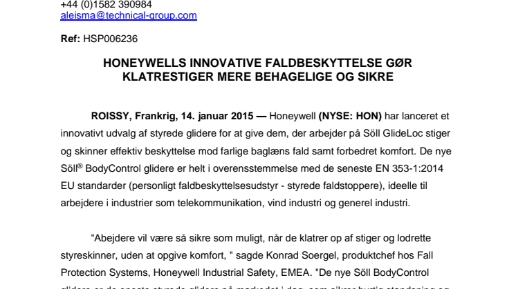  Honeywells innovative faldbeskyttelse gør klatrestiger mere behagelige og sikre