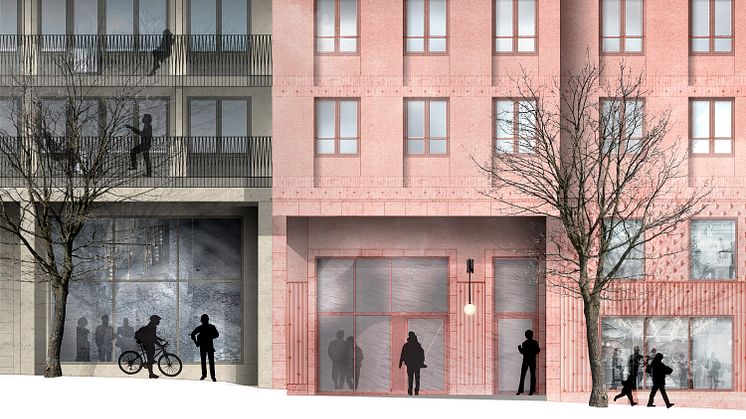 Gröna obligationer bidrar till att finansiera SKBs miljöcertifierade och energieffektiva byggnader, som kvarteret Lysosomen i Stockholm. Illustration: Arkitema Architects